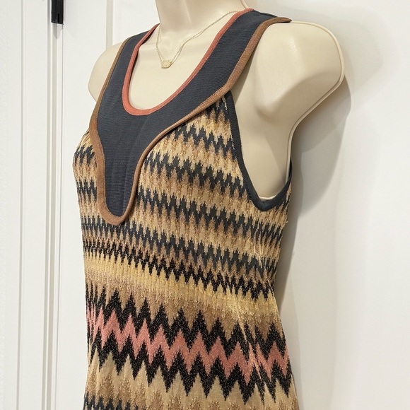 M Missoni Knit Dress Metallic Chevron Size 4 Shimmer Sleeveless Y2K Vintage - Picture 5 of 9